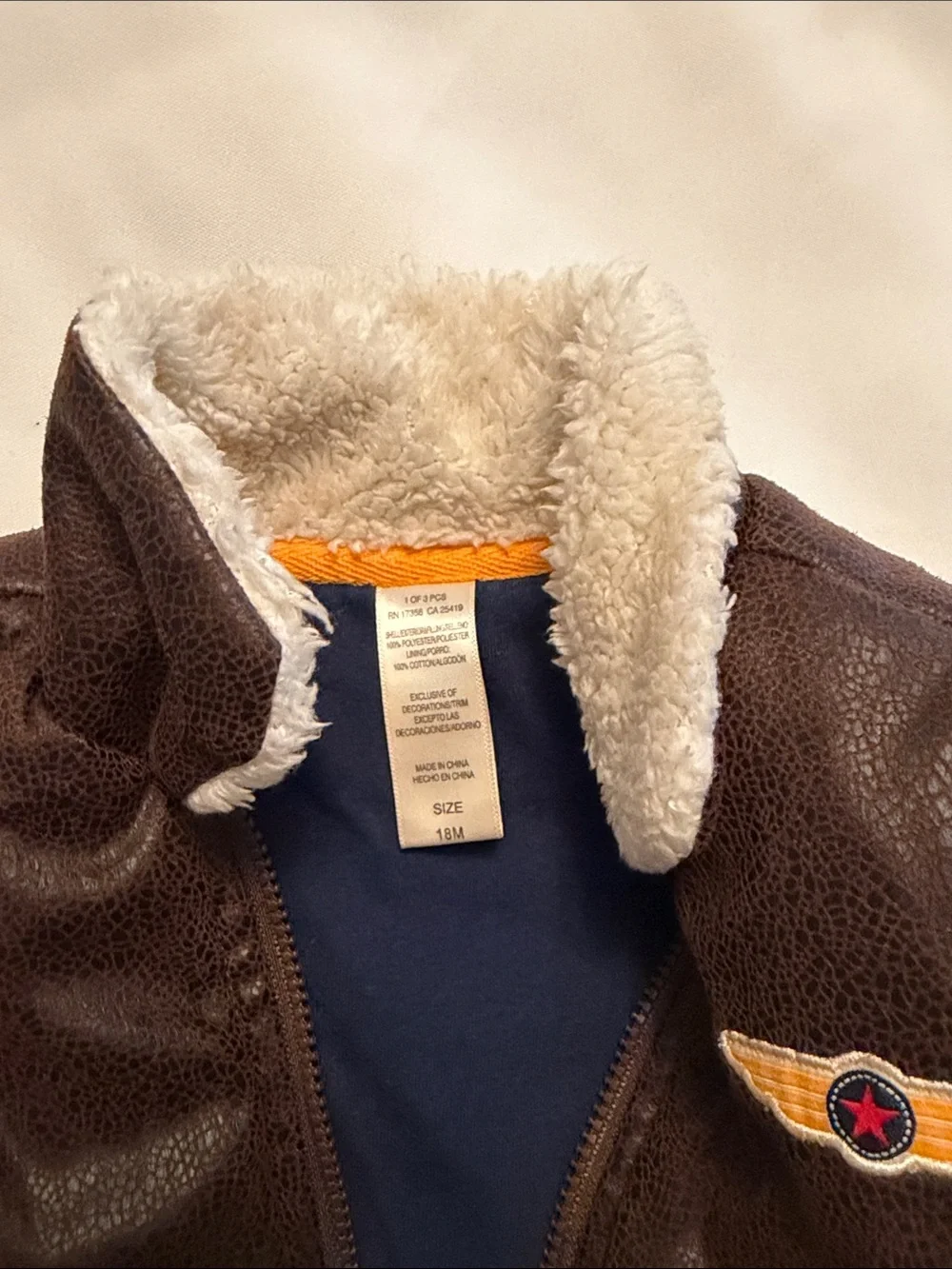 OshKosh B'gosh Brown Faux-Leather Jacket with Sherpa Collar